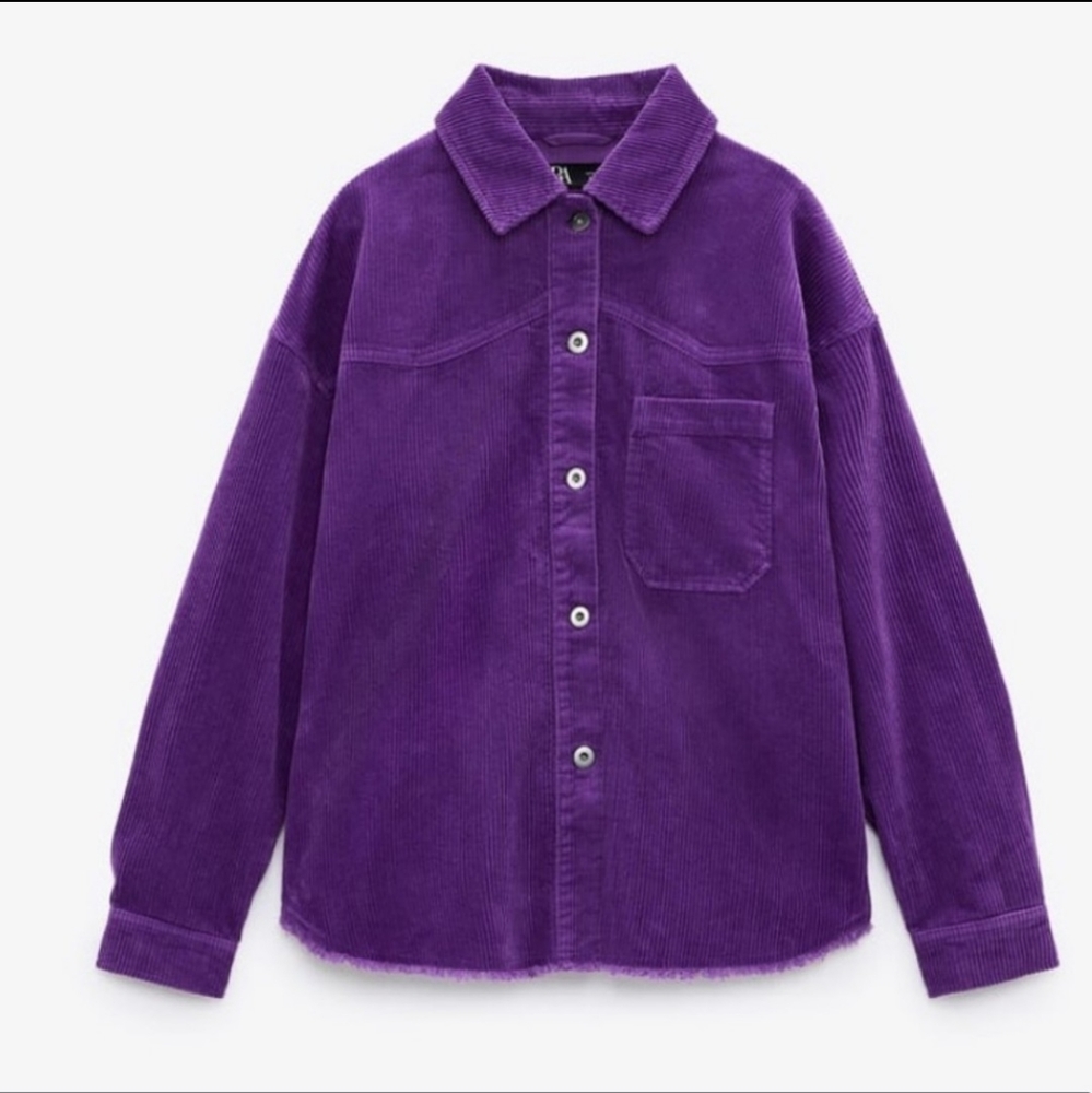 Purple corduroy overshirt long sleeve zara